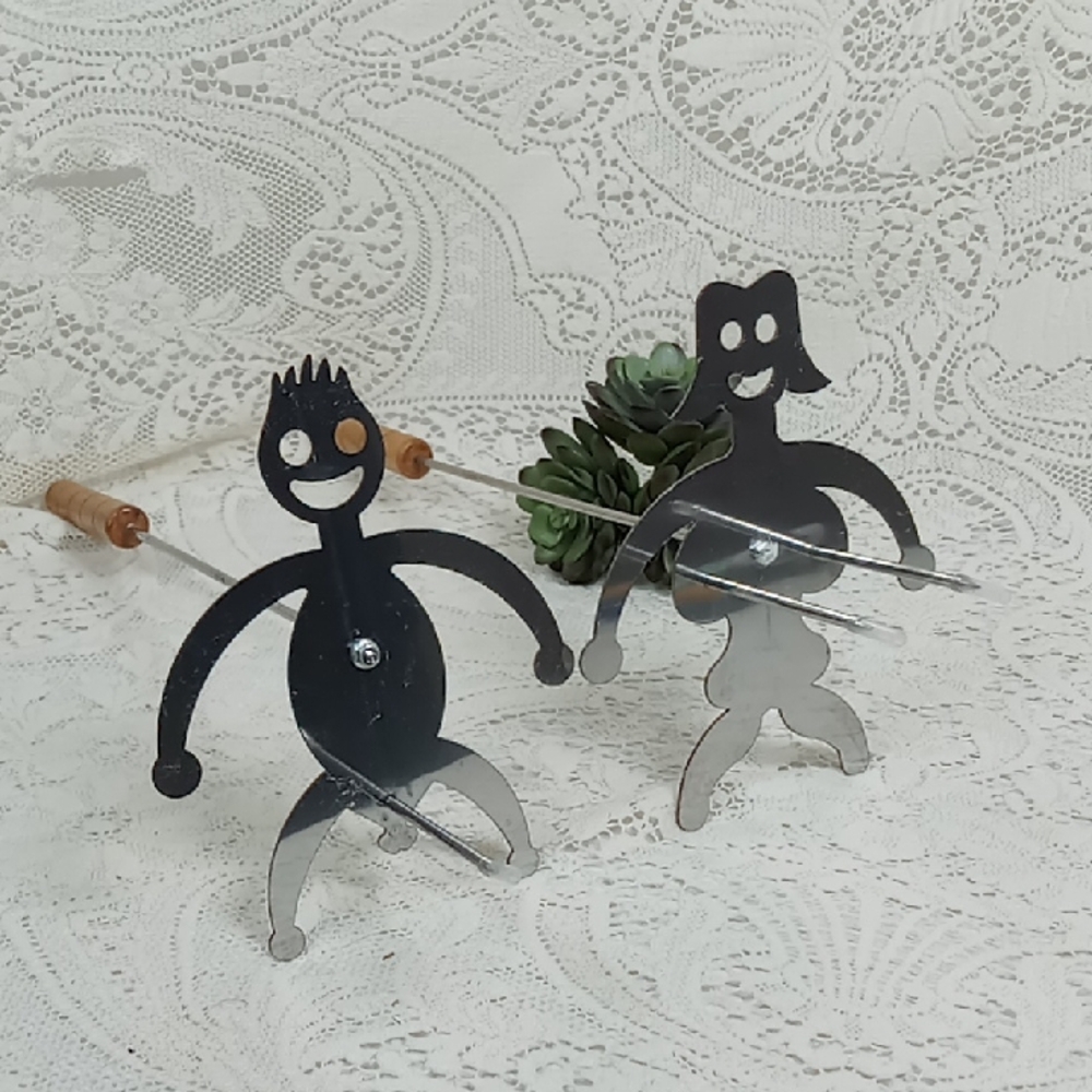 Adult Novelty Man & Woman Whimsical Steel Marshmellow/Hot Dog Skewers